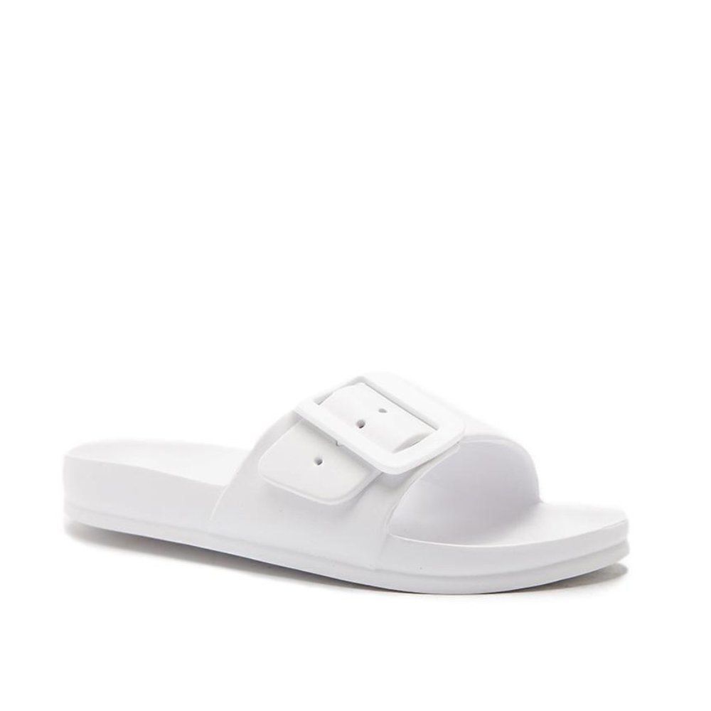 NEW Qupid Buckle Eva Women's White Slides Sandals 8 9